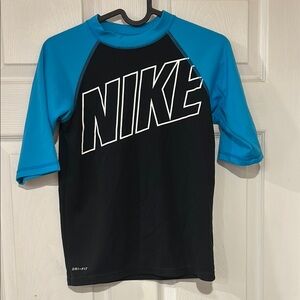 Nike Black and Blue Rashguard Swim Shirt